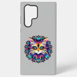 Mandala with cute furry Cat portrait  Samsung Galaxy Case