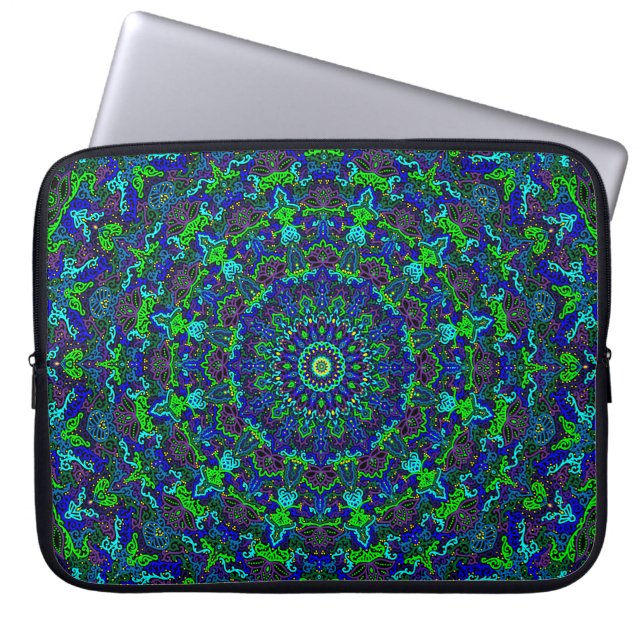 Mandala with Detailed, Intricate Lotus Design Laptop Sleeve (Front)