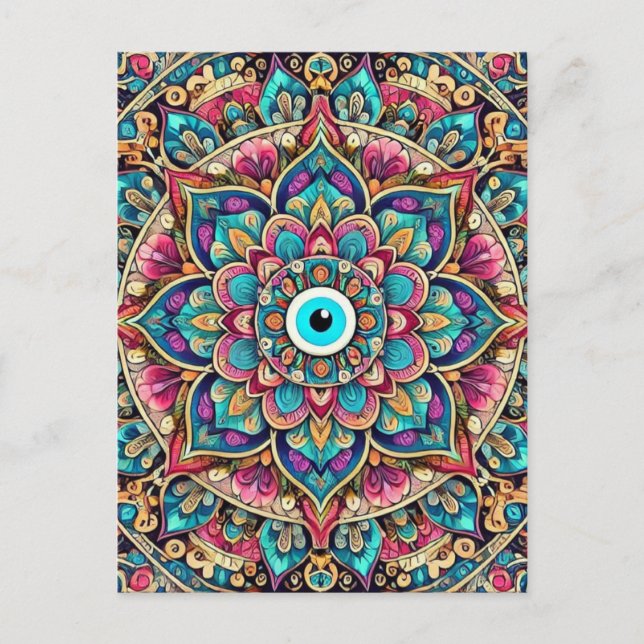 Mandala with evil eye postcard (Front)