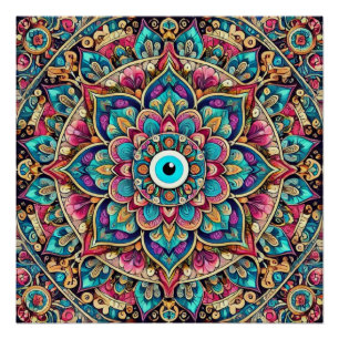 Mandala with evil eye poster
