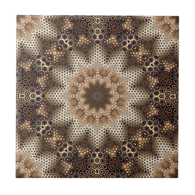 Mandala with Hexagonal Elements Tile (Front)