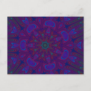 Mandala with Stars and Hearts in Purple, Blue, Red Postcard