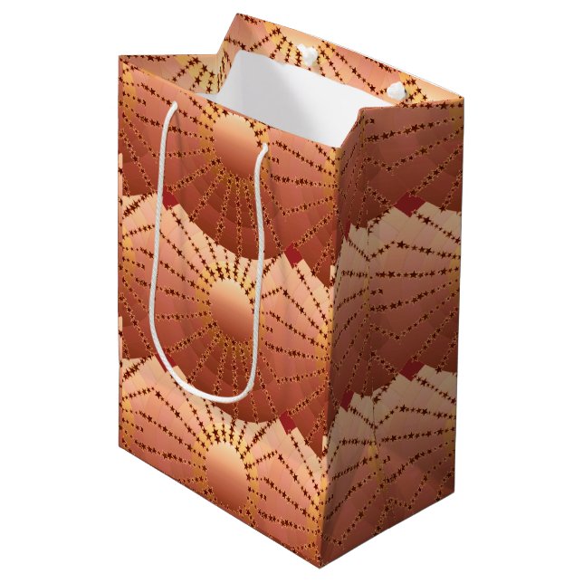Mandala with Stars - copper satin gradient Medium Gift Bag (Front Angled)