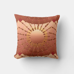 Mandala with Stars - copper satin gradient Throw Pillow