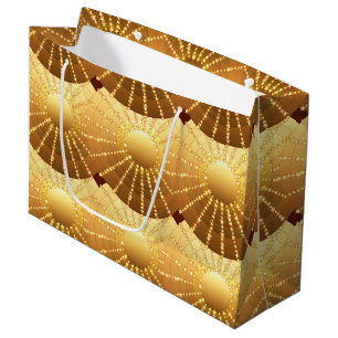 Mandala with Stars - golden satin gradient Large Gift Bag