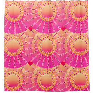 Mandala with Stars - pink and coral satin gradient