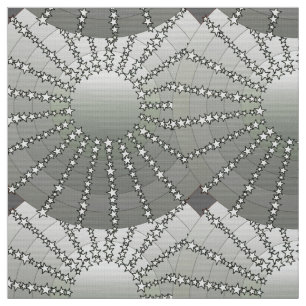 Mandala with Stars - silver grey satin gradient Fabric