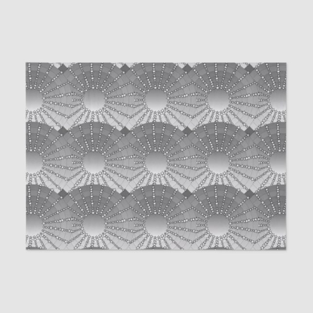 Mandala with Stars - silver grey satin gradient Tissue Paper (Front)