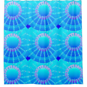 Mandala with Stars - turquoise satin gradient