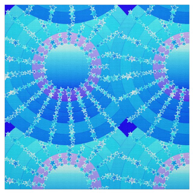 Mandala with Stars - turquoise satin gradient Fabric (Swatch)