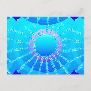 Mandala with Stars - turquoise satin gradient Postcard