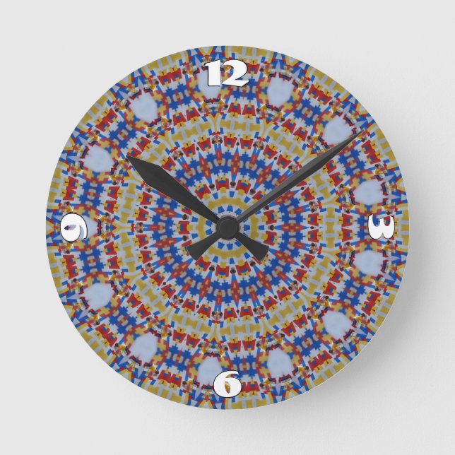 Mandala yellow blue round clock (Front)