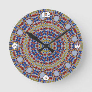 Mandala yellow blue round clock