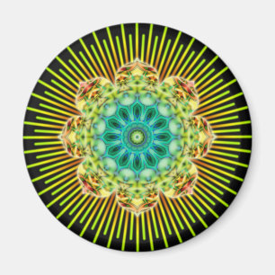 Mandala yellow green black magnet