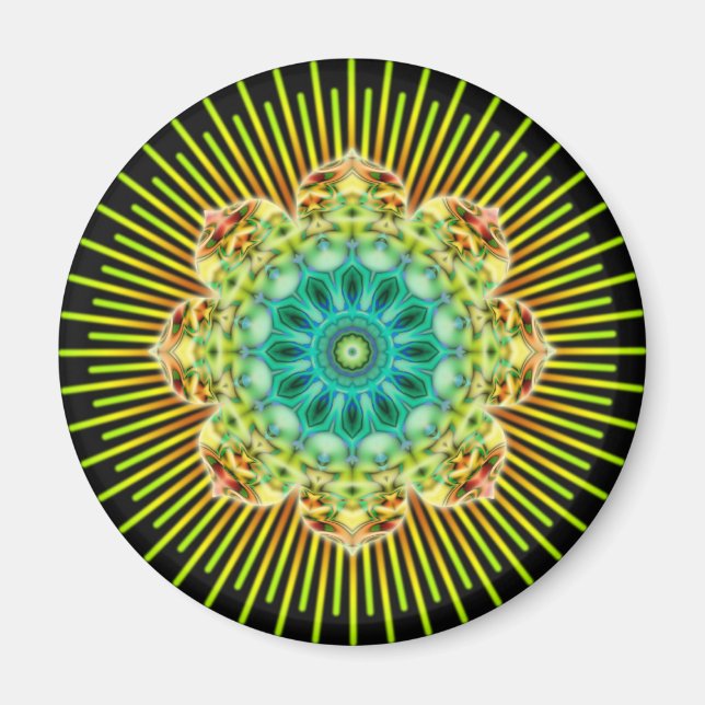 Mandala yellow green | black magnet (Front)