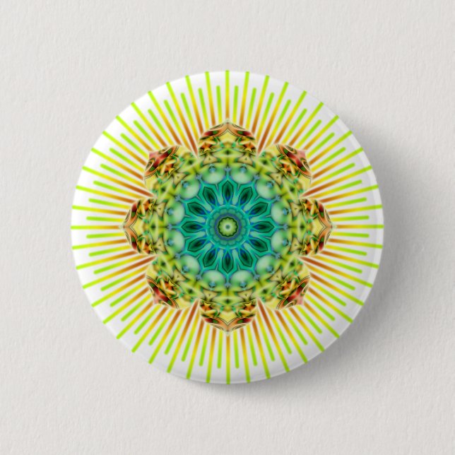 Mandala yellow green | make your own background 2 inch round button (Front)