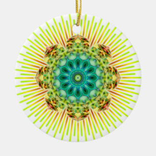 Mandala yellow green make your own background ceramic ornament