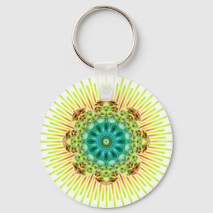 Mandala yellow green make your own background keychain