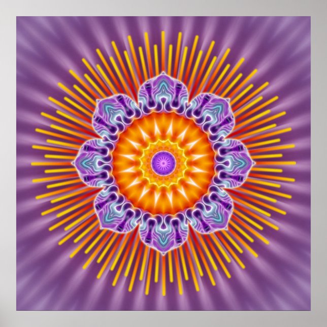 Mandala yellow violet | violet flower poster (Front)