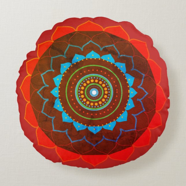 Mandala Yoga Cadeau Photo Coussin rond (Devant)
