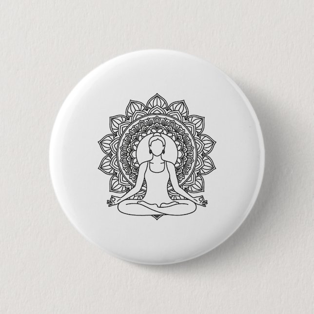 Mandala Yoga Meditation Pose Mindfulness Design  2 Inch Round Button (Front)