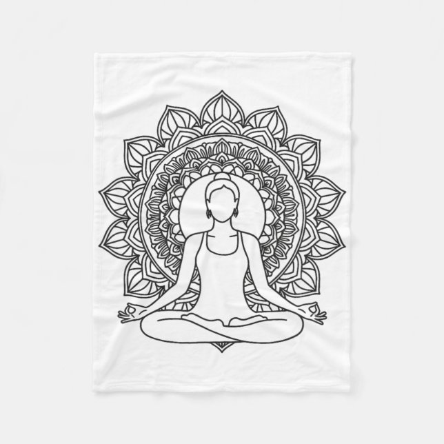 Mandala Yoga Meditation Pose Mindfulness Design  Fleece Blanket (Front)