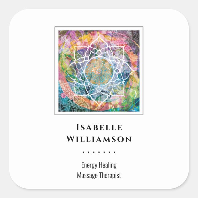 Mandala Zen Reiki Yoga Massage Sacred Spiritual Square Sticker (Front)