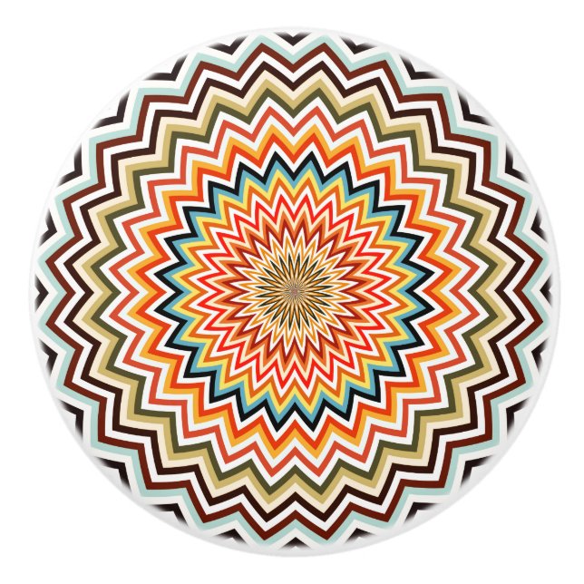 Mandala Zigzag Pattern Ceramic Knob (Front)