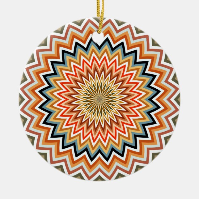 Mandala Zigzag Pattern Ceramic Ornament (Front)