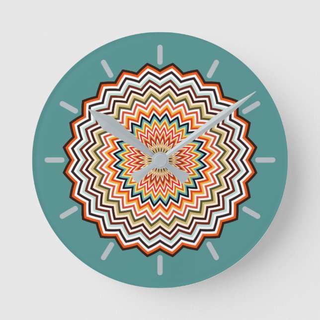 Mandala Zigzag Pattern Round Clock (Front)