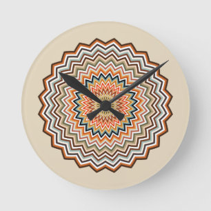 Mandala Zigzag Pattern Round Clock