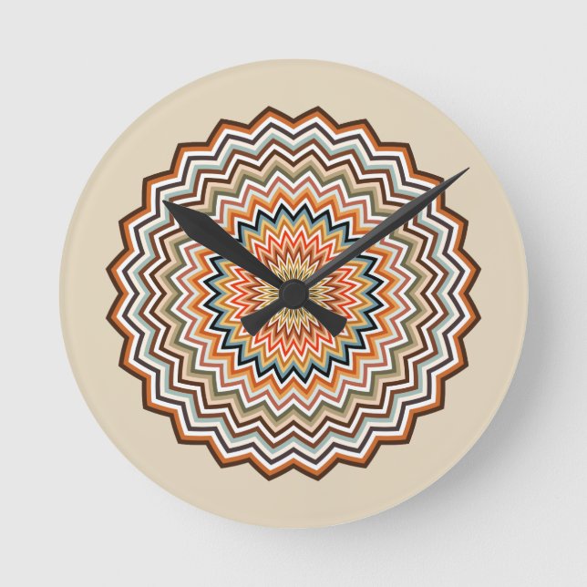 Mandala Zigzag Pattern Round Clock (Front)