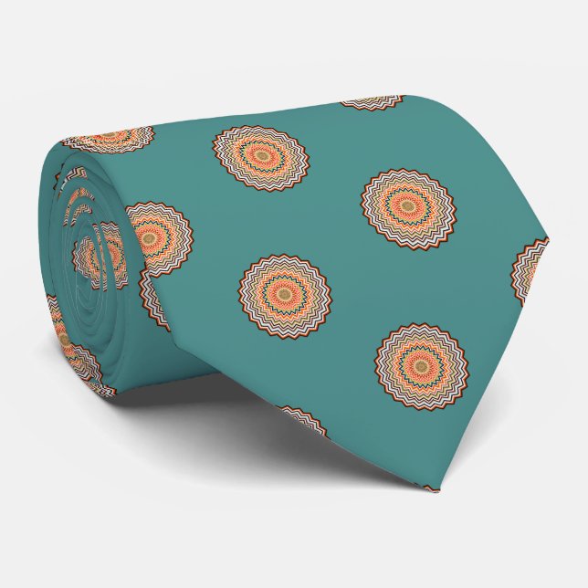 Mandala Zigzag Pattern Tie (Rolled)