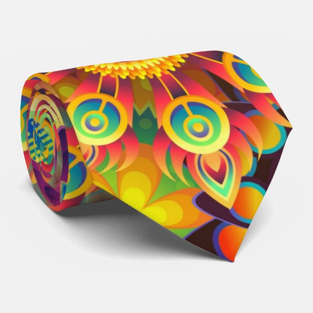 mandalas colourful abstract tie (Rolled)