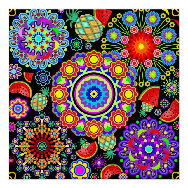 Mandalas & Exotic Fruits Pattern   Poster (Front)