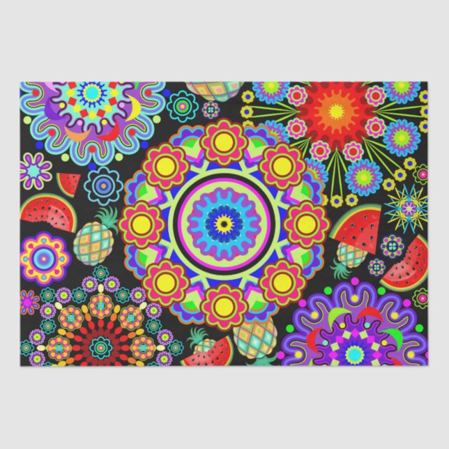 Mandalas & Exotic Fruits Pattern   Tissue Paper (Front)
