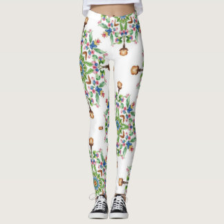 Mandalas Formed From Floral Seamless Pattern Leggings