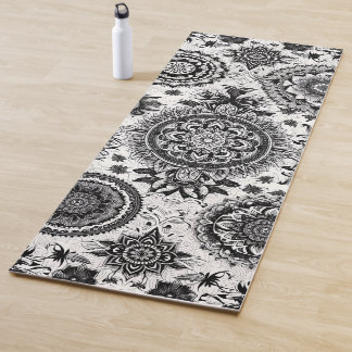 Mandalas in black and white yoga mat