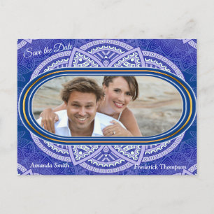 Mandalas in mixed Dutch Blue Announcement Postcard