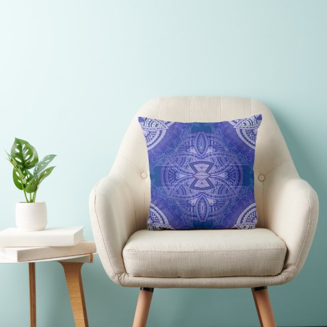 Mandalas in mixed Dutch blue repeat patterns Throw Pillow (Chair)
