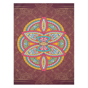 Mandalas in mixed Maroon repeat patterns Tablecloth
