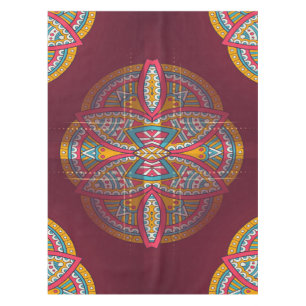 Mandalas in mixed Maroon repeat patterns Tablecloth