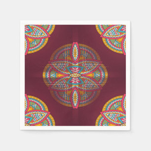 Mandalas in Mixed Maroons - Red & Repeat patterns Napkin