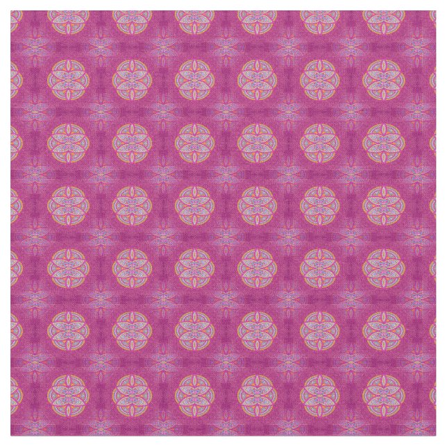 Mandalas in mixed Pink repeat patterns Fabric (Close Up)