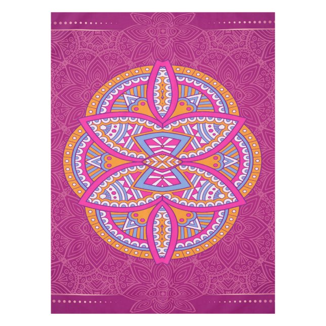 Mandalas in mixed Pink repeat patterns Tablecloth (Front)