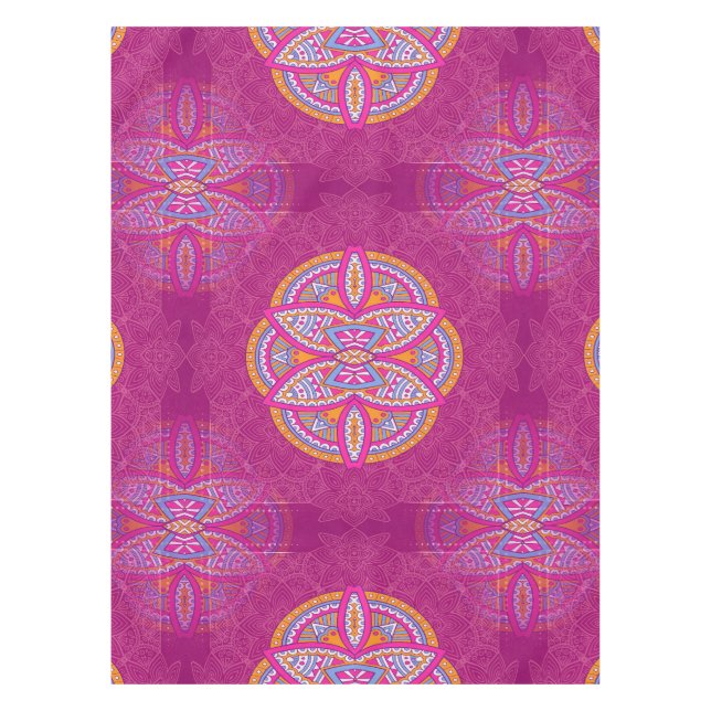 Mandalas in mixed Pink repeat patterns Tablecloth (Front)