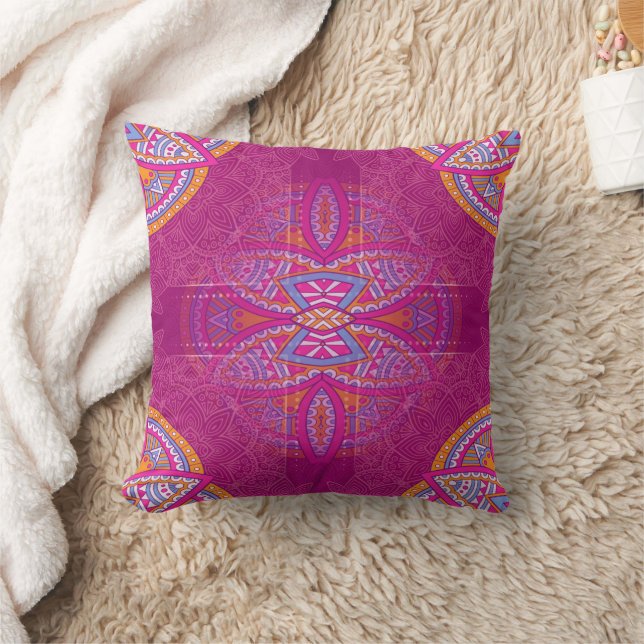 Mandalas in mixed Pink repeat patterns Throw Pillow (Blanket)