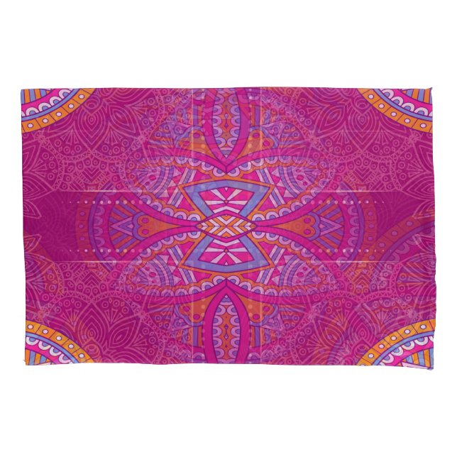 Mandalas in mixed Pinks repeat patterns Pillowcase (Front)