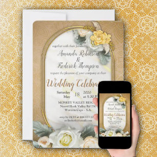 Mandalas on a Gold & white photo background  Announcement Postcard