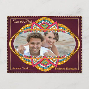 Mandalas on a Maroon background Announcement Postcard